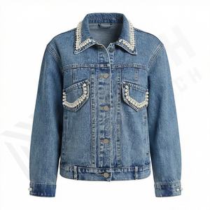 Veste en jean pour femme, style décontracté, manches longues, vêtements en vrac, vestes tendance, vêtements d'extérieur décontractés, couleur personnalisée - Product Image 1