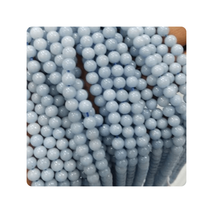 Fil de perles rondes naturelles en angélite pour collier, bracelet et boucle d'oreille de 15 pouces de long - Product Image 1