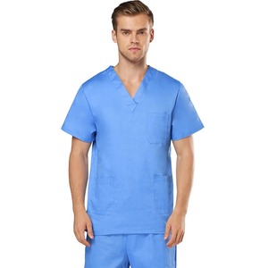 Ropa médica de manga corta para mujer, abrigo con apertura y cremallera, cuello redondo, uniforme de Enfermería de algodón, ropa de trabajo, monos de médico, veterinario - Product Image 2
