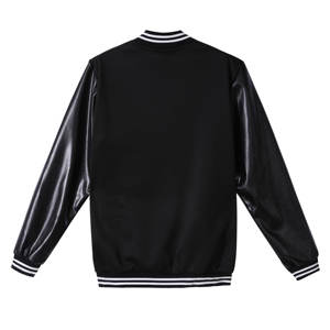 Blouson de baseball décontracté pour femme en similicuir à manches longues, coupe ample, col montant, en molleton de coton respirant et coupe-vent, style Letterman, idéal pour l'hiver - Product Image 2