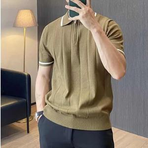 Novedad de verano, Polo de manga corta, camisa de punto transpirable con solapa informal de negocios para hombre - Product Image 1