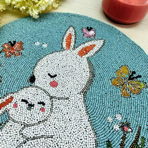 Handmade Seed Beads Beaded Embroidery <b>Placemats</b> For Dining Table Luxury Seed Beaded <b>Placemats</b> <b>Round</b> Summer Decor - Product Image 1