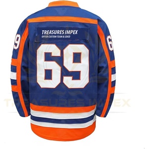 T-shirts de hockey sur glace unisexe col en V manches longues uniforme de sport maillots en tissu polyester vêtements de sport - Product Image 3