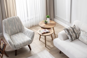 Juego de Mesa de Centro de Nogal, Estilo Moderno de Mediados de Siglo, Juego de Mesas Auxiliares Redondas de Madera, Mesa Nido, Mesa de Madera Minimalista - Product Image 6