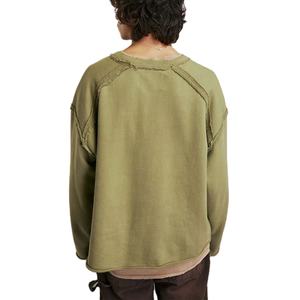 Venta al por mayor jogging hombres chándal personalizado borde crudo diseño sudaderas con capucha sudadera casual fit cuello redondo oversize unisex sudaderas - Product Image 2