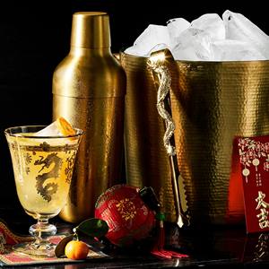 Handcrafted Brass <b>Ice</b> Bucket with Lid and <b>Tongs</b> Hammered Finish Insulated Design for Luxury Home Bar Entertaining - Product Image 2