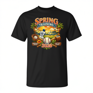 T-shirt da baseball vintage con tramonto per l'allenamento primaverile 2026 - Abbigliamento promozionale stile retrò - Product Image 2