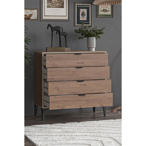Arden Modern 4-Drawer Dresser Durable Melamine Faced Chipboard Panel de muebles de dormitorio multiusos para sala de estar Hotel - Product Image 6