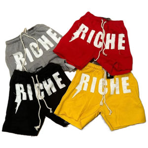 <b>Top</b> Trending Men's French Terry Distress Letters & Patches <b>Hem</b> Less <b>Elastic</b> Waist Wholesale Vintage Men Shorts Jogging Wear - Product Image 6