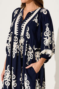 Vestidos cortos elegantes de verano personalizados para mujer sueltos informales con estilo cuello en V manga acampanada algodón impreso Digital - Product Image 2