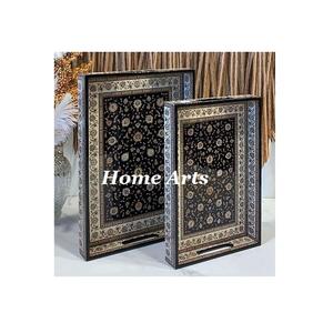 Ensemble de 2 plateaux de service alimentaire de tailles différentes, forme carrée, en acier inoxydable, pour servir des collations et des desserts, pour un usage domestique - Product Image 5