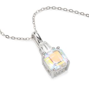 Colgante de Topacio Místico con Corte Asscher Bohemio, Piedra Natural con Circonita Blanca en Plata de Ley, 3.85 Quilates - Product Image 1