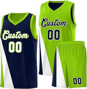 Ensemble de basketball réversible personnalisé pour équipe, respirant, double couche, 100 % polyester, maillot et short antibactériens pour les matchs et l'entraînement - Product Image 1