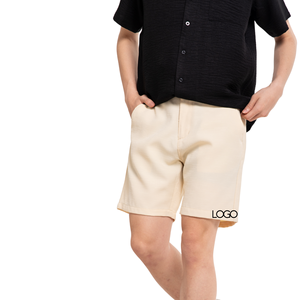 กางเกงขาสั้นผ้าตาข่ายผ้าลินินทางการของผู้ชาย Om/oem พิมพ์ออกแบบได้เองตกแต่งสไตล์วินเทจทำจากผ้าขนสัตว์เวียดนามขายส่ง - Product Image 1