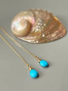 Wholesale 925 <b>Sterling</b> <b>Silver</b> Natural Turquoise Gemstone Threader <b>Earring</b> Blue <b>Dangle</b> Fancy Handmade Boho High Quality <b>Earrings</b> - Product Image 2