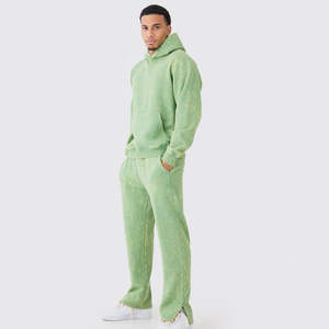 Ensemble de survêtement Flayer, ensemble de jogging, survêtement streetwear personnalisé, pantalon de survêtement court, lavage à l'acide, effet délavé, strass - Product Image 1