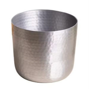 Maceta de metal martillado redonda plateada decoración macetas al aire libre para plantas maceta grande moderna al mejor precio - Product Image 1