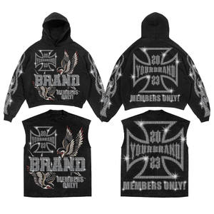 Chándal con diamantes de imitación y purpurina de diseño personalizado superventas ropa de calle pantalones de chándal acampanados - Product Image 6