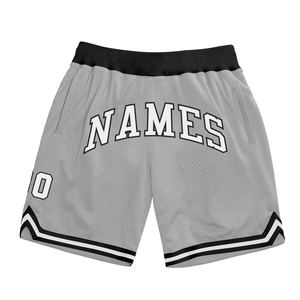 Industrie Direct Engro Sportswear Basketball Shorts Custom Gray White-Black Authentic Throwback Basketball Shorts - Product Image 1