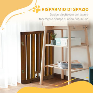 PawHut-Puerta plegable de 3 paneles para perros, Patas antideslizantes para pasillos, escaleras, habitaciones, madera de pino, 181x35x76 cm, puerta y bolígrafo marrón oscuro para mascotas - Product Image 5