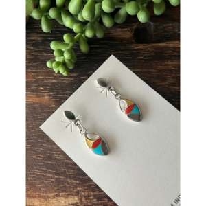 Angus Ahiyite Geometric Multi Stone <b>Sterling</b> <b>Silver</b> Drop <b>Dangle</b> <b>Earrings</b> - Product Image 4