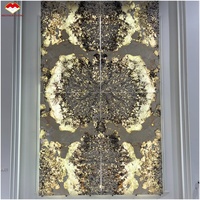 Dalle de quartzite Pandora Patagonia naturelle rétroéclairée, motif « Proud As a Peacock », pour panneau mural, table à manger et plan de travail d'îlot