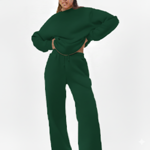 Conjunto Deportivo de Dos Piezas para Mujer, Cómodo, Sólido, Informal, Transpirable, para Otoño, Estilo Holgado para Ropa de Calle - Product Image 1