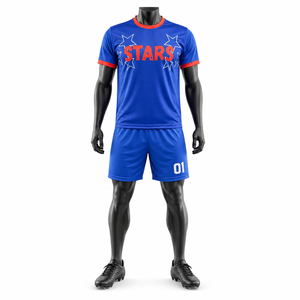 Custom Blue <b>Soccer</b> Uniform Breathable Polyester Football Jersey Shorts Set Quick Dry Team Training Sportswear Custom Name Number - Product Image 1