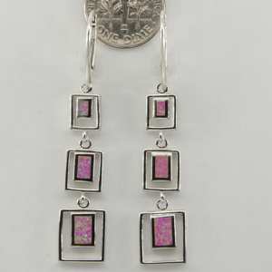 Designer <b>Blue</b> Fire <b>Opal</b> Oval <b>Earrings</b> 925 Sterling Silver With Geometric Inlay <b>Blue</b> <b>Opal</b> gemstone Handmade Jewelry <b>Earring</b> - Product Image 1