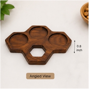 Wooden <b>Beer</b> Flight Tray 3 Glass Holder Reusable Minimalist Design Front View 8.7 Inch - Product Image 2