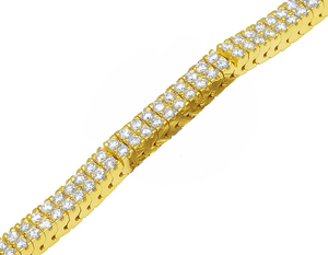 Trendy Iced Out Yellow Gold Plated en plata de ley 925 Round Cut Moissanite Diamond Classic Bracelet para hombres y mujeres - Product Image 3