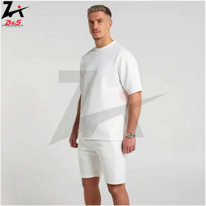 Ensemble de shorts en coton léger pour hommes Hauts d'été à manches courtes T-shirt respirant Vêtements de sport à motifs solides pour l'entraînement et la course - Product Image 5