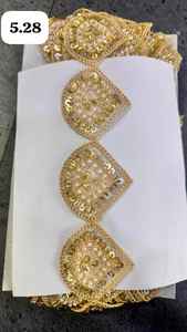 Ribete de Encaje con Cuentas Ecológico Hecho a Mano para Vestidos de Novia, Parche de Encaje con Cuentas, Perlas Florales y Piedras para Decoración de Ropa DIY - Product Image 5