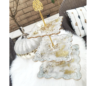 อีพ็อกซี่เรซิ่นเค้กยืนพร้อมสามชั้นเค้กขนมงานหัตถกรรมอีพ็อกซี่เค้กกลม - Product Image 2