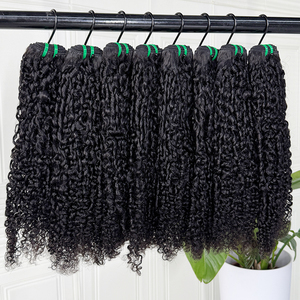 Extensions de cheveux humains noirs naturels, bouclés style pixie, texture complète, boucles serrées et douces, pour coiffures courtes et bouclées. - Product Image 3
