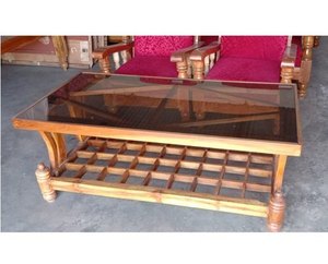 Mesa Elegante con Tapa de Cristal para el Hogar, Hotel, Sala de Estar, Mesa de Centro de Color Marrón, Mueble Moderno de Madera con Forma Cuadrada - Product Image 3