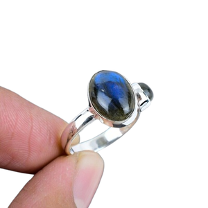 Bague classique bijoux pour femmes argent Boho Style bijoux 925 argent Sterling Labradorite pierres précieuses à la main bague cadeau pour femme - Product Image 1