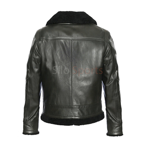 2025 Bomber nueva chaqueta de cuero teñido liso negro oscuro para hombre de moda 100% alta calidad bajo MOQ tallas grandes invierno calentado - Product Image 6