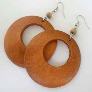 Boucles d'oreilles géométriques en rotin de noix de coco faites à la main pour femmes bijoux multicouches - Product Image 4