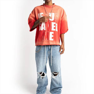 Camisetas Gráficas Oversize de Algodón 100% con Hombros Caídos, Estilo Vintage Streetwear, Lavado Ácido, Venta al por Mayor - Product Image 5