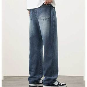 เครื่องแต่งกายแนวสตรีทของผู้ชายกางเกงยีนส์ทรงตรงเข้ารูปลำลองปรับแต่งได้สำหรับฤดูร้อนซักด้วยหินสีเข้มอ่อน - Product Image 6