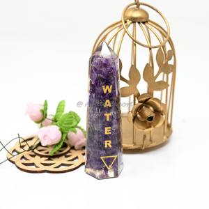 Cristal naturel en gros Top vente Orgonite Améthyste Obélisque Avec Phases de Lune Gravé - Product Image 5