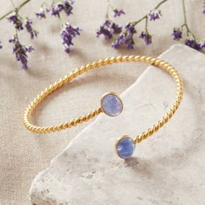 สร้อยข้อมือแฟชั่นทำด้วยมือสีเงินสอง925ทำด้วยมือพร้อม Tanzanite และคริสตัลสีม่วงเครื่องประดับแฟชั่นที่ให้พลังงานเป็นประกาย-สำหรับของขวัญ - Product Image 3