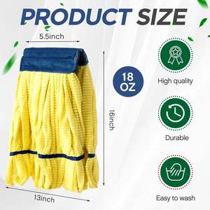 Têtes de serpillière tubulaires en microfibre, usage intensif, commercial, industriel, lavables en machine, à extrémité bouclée, réutilisables, auto-essorage - Product Image 4