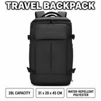 Mochila de Viaje de 28L, Impermeable, de Poliéster, con Cierre, Bolsa de Fin de Semana con Compartimento Independiente para Zapatos y Bolsillo Frontal de Almacenamiento