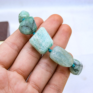 Memoria Jewels New Collection Natural Uneven Shaped Larimar Gemstone <b>Chakra</b> Healing Thread <b>Bracelet</b> IGI Certified Rajasthan - Product Image 2