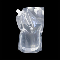 Pochette à bec verseur transparente personnalisable et réutilisable en PE de qualité alimentaire pour liquides, avec bouchon à vis, pour jus, vodka, champagne