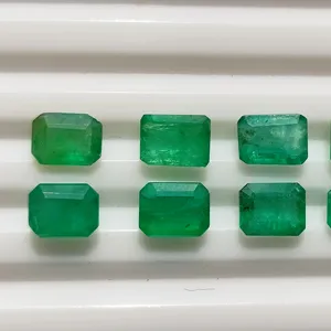 Pedra de corte esmeralda verde de alta qualidade 3x5mm cortada em octógono natural solta pedra de corte esmeralda da Zâmbia a bom preço do fornecedor indiano