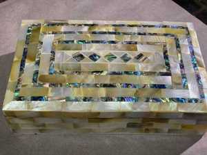 2025 Wholesale Handmade Mother Pearl Inlay Resin MDF Jewelry <b>Storage</b> <b>Box</b> Rectangle Shape Laser/Embossing Printing Customizable - Product Image 3