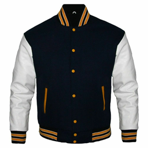Veste universitaire pour hommes col montant saison d'hiver haute qualité Style décontracté Baseball Letterman veste à manches en cuir - Product Image 6